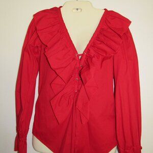 Western Collection Women long sleeve ruffles blouse tie up center
